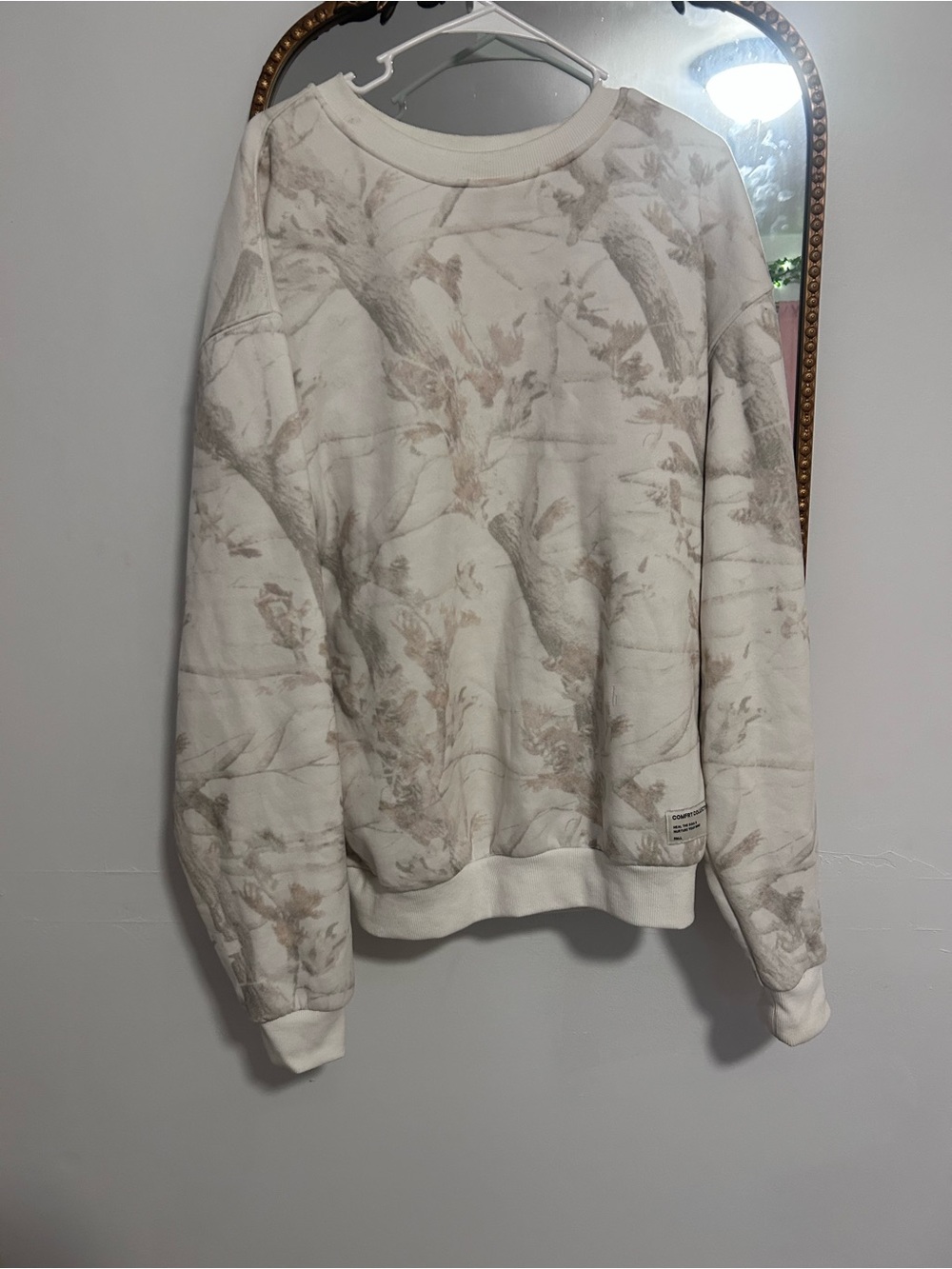 Women's Cream Floral Print Pullover Sweater
